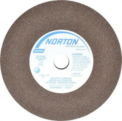 Norton - 60/80 Grit Aluminum Oxide Bench & Pedestal Grinding Wheel - 10" Diam x 1-1/4" Hole x 1" Thick, 2485 Max RPM, Medium Grade - Americas Industrial Supply