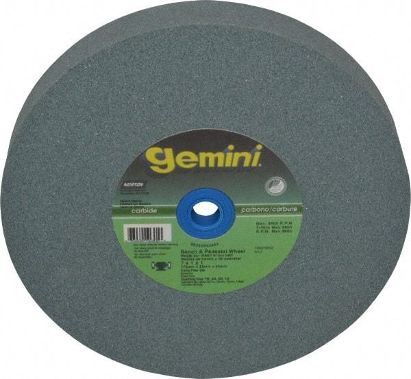 Norton - 120 Grit Silicon Carbide Bench & Pedestal Grinding Wheel - 7" Diam x 1" Hole x 1" Thick, 3600 Max RPM, Fine Grade - Americas Industrial Supply