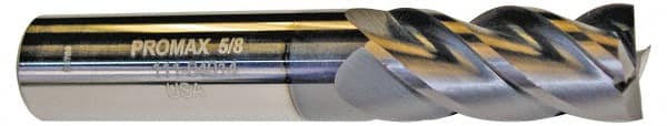ProMax - 9/16", 1-1/4" LOC, 9/16" Shank Diam, 3-1/2" OAL, 4 Flute, Solid Carbide Square End Mill - Americas Industrial Supply