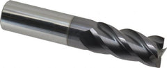 ProMax - 3/4", 1-5/8" LOC, 3/4" Shank Diam, 4" OAL, 4 Flute, Solid Carbide Square End Mill - Single End, AlTiN Finish, Spiral Flute, 40° Helix, Centercutting, Right Hand Cut, Right Hand Flute, Series 111 - Americas Industrial Supply
