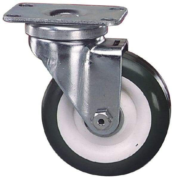 Albion - 5" Diam x 1-1/4" Wide x 6-3/16" OAH Top Plate Mount Swivel Caster - Phenolic, 350 Lb Capacity, Delrin Bearing, 2-1/2 x 3-5/8" Plate - Americas Industrial Supply