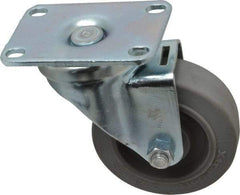 Albion - 3-1/2" Diam x 1-1/4" Wide x 4-1/4" OAH Top Plate Mount Swivel Caster - Rubber, 250 Lb Capacity, Ball Bearing, 2-1/2 x 3-5/8" Plate - Americas Industrial Supply
