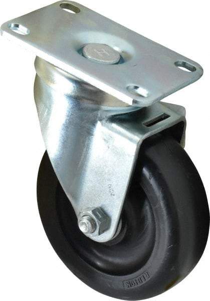 Albion - 4" Diam x 1-1/4" Wide x 5-1/8" OAH Top Plate Mount Swivel Caster - Polyolefin, 300 Lb Capacity, Delrin Bearing, 2-1/2 x 3-5/8" Plate - Americas Industrial Supply