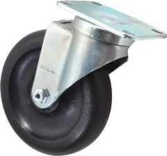 Albion - 5" Diam x 1-1/4" Wide x 6-3/16" OAH Top Plate Mount Swivel Caster - Polyolefin, 350 Lb Capacity, Delrin Bearing, 2-1/2 x 3-5/8" Plate - Americas Industrial Supply