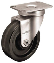 Albion - 4" Diam x 1-1/4" Wide x 5-1/8" OAH Top Plate Mount Swivel Caster - Phenolic, 350 Lb Capacity, Plain Bearing, 2-1/2 x 3-5/8" Plate - Americas Industrial Supply