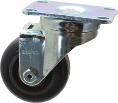 Albion - 3" Diam x 1-1/4" Wide x 4-1/4" OAH Top Plate Mount Swivel Caster - Polyurethane, 300 Lb Capacity, Delrin Bearing, 2-1/2 x 3-5/8" Plate - Americas Industrial Supply