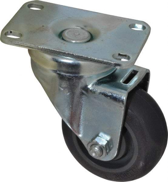 Albion - 3" Diam x 1-1/4" Wide x 4-1/4" OAH Top Plate Mount Swivel Caster - Polyurethane, 300 Lb Capacity, Ball Bearing, 2-1/2 x 3-5/8" Plate - Americas Industrial Supply