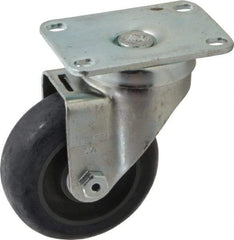 Albion - 3-1/2" Diam x 1-1/4" Wide x 4-11/16" OAH Top Plate Mount Swivel Caster - Polyurethane, 350 Lb Capacity, Delrin Bearing, 2-1/2 x 3-5/8" Plate - Americas Industrial Supply