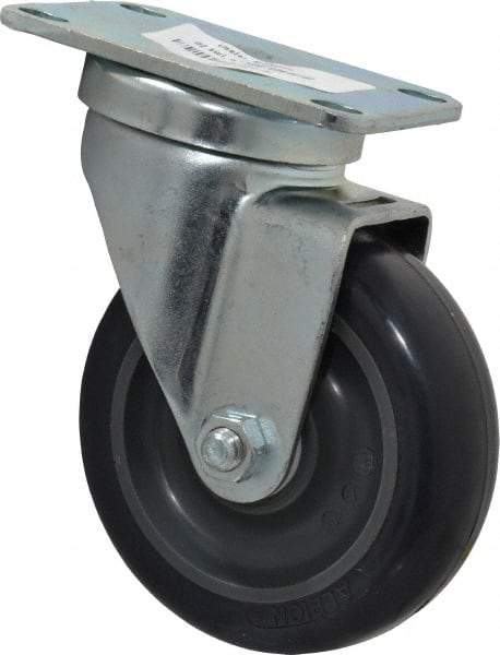 Albion - 4" Diam x 1-1/4" Wide x 5-1/8" OAH Top Plate Mount Swivel Caster - Polyurethane, 350 Lb Capacity, Delrin Bearing, 2-1/2 x 3-5/8" Plate - Americas Industrial Supply