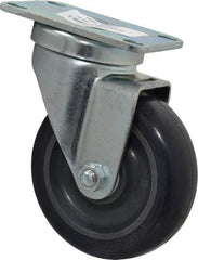 Albion - 4" Diam x 1-1/4" Wide x 5-1/8" OAH Top Plate Mount Swivel Caster - Polyurethane, 350 Lb Capacity, Delrin Bearing, 2-1/2 x 3-5/8" Plate - Americas Industrial Supply