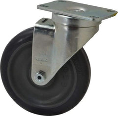 Albion - 5" Diam x 1-1/4" Wide x 6-3/16" OAH Top Plate Mount Swivel Caster - Polyurethane, 350 Lb Capacity, Delrin Bearing, 2-1/2 x 3-5/8" Plate - Americas Industrial Supply