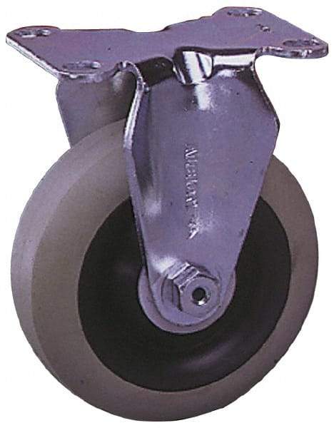 Albion - 3-1/2" Diam x 1-1/4" Wide x 4-11/16" OAH Top Plate Mount Rigid Caster - Cast Iron, 350 Lb Capacity, Plain Bearing, 2-1/2 x 3-5/8" Plate - Americas Industrial Supply