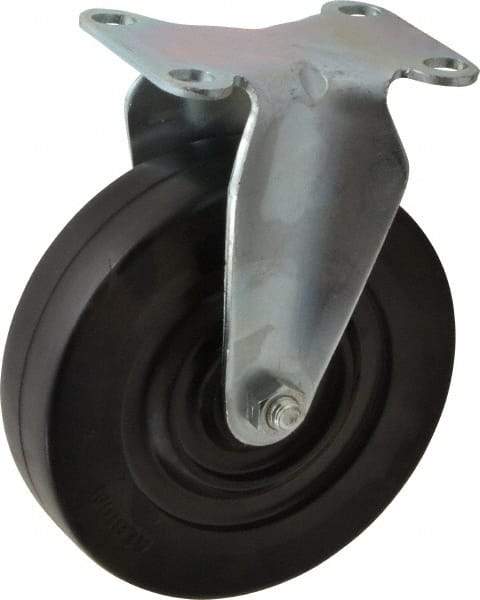 Albion - 5" Diam x 1-1/4" Wide x 6-3/16" OAH Top Plate Mount Rigid Caster - Soft Rubber, 175 Lb Capacity, Plain Bearing, 2-1/2 x 3-5/8" Plate - Americas Industrial Supply
