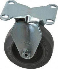 Albion - 3-1/2" Diam x 1-1/4" Wide x 4-1/4" OAH Top Plate Mount Rigid Caster - Rubber, 250 Lb Capacity, Ball Bearing, 2-1/2 x 3-5/8" Plate - Americas Industrial Supply