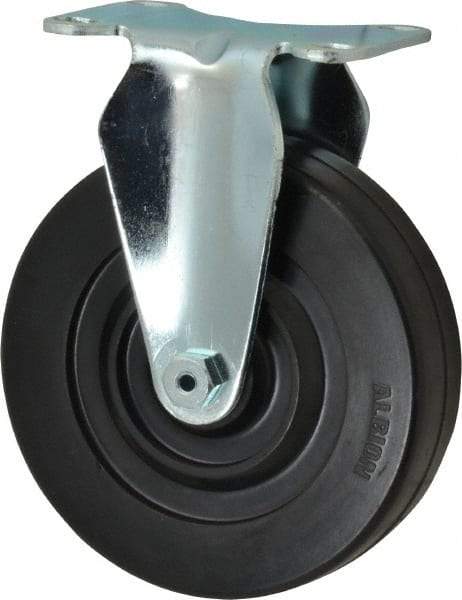 Albion - 5" Diam x 1-1/4" Wide x 6-3/16" OAH Top Plate Mount Rigid Caster - Hard Rubber, 350 Lb Capacity, Plain Bearing, 2-1/2 x 3-5/8" Plate - Americas Industrial Supply