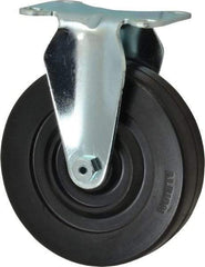 Albion - 5" Diam x 1-1/4" Wide x 6-3/16" OAH Top Plate Mount Rigid Caster - Hard Rubber, 350 Lb Capacity, Plain Bearing, 2-1/2 x 3-5/8" Plate - Americas Industrial Supply