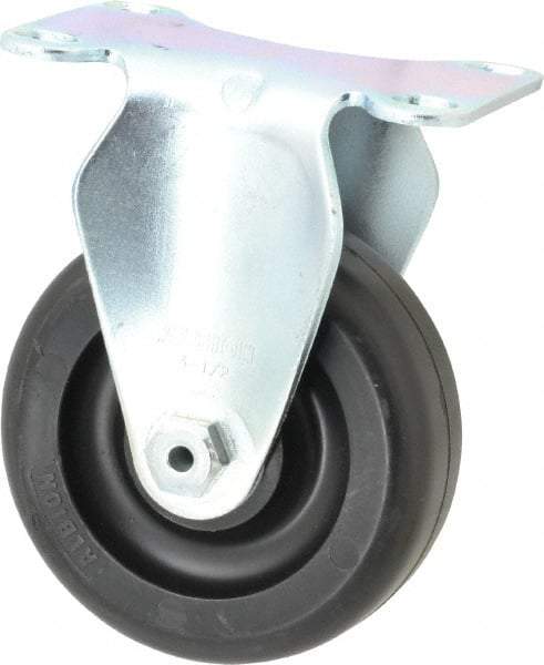 Albion - 3-1/2" Diam x 1-1/4" Wide x 4-11/16" OAH Top Plate Mount Rigid Caster - Polyolefin, 300 Lb Capacity, Delrin Bearing, 2-1/2 x 3-5/8" Plate - Americas Industrial Supply
