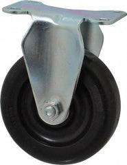 Albion - 4" Diam x 1-1/4" Wide x 5-1/8" OAH Top Plate Mount Rigid Caster - Polyolefin, 300 Lb Capacity, Delrin Bearing, 2-1/2 x 3-5/8" Plate - Americas Industrial Supply