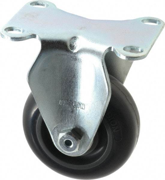 Albion - 3" Diam x 1-1/4" Wide x 4-1/4" OAH Top Plate Mount Rigid Caster - Polyurethane, 300 Lb Capacity, Delrin Bearing, 2-1/2 x 3-5/8" Plate - Americas Industrial Supply