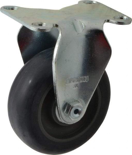 Albion - 3-1/2" Diam x 1-1/4" Wide x 4-11/16" OAH Top Plate Mount Rigid Caster - Polyurethane, 350 Lb Capacity, Delrin Bearing, 2-1/2 x 3-5/8" Plate - Americas Industrial Supply