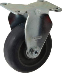 Albion - 3-1/2" Diam x 1-1/4" Wide x 4-11/16" OAH Top Plate Mount Rigid Caster - Polyurethane, 350 Lb Capacity, Delrin Bearing, 2-1/2 x 3-5/8" Plate - Americas Industrial Supply