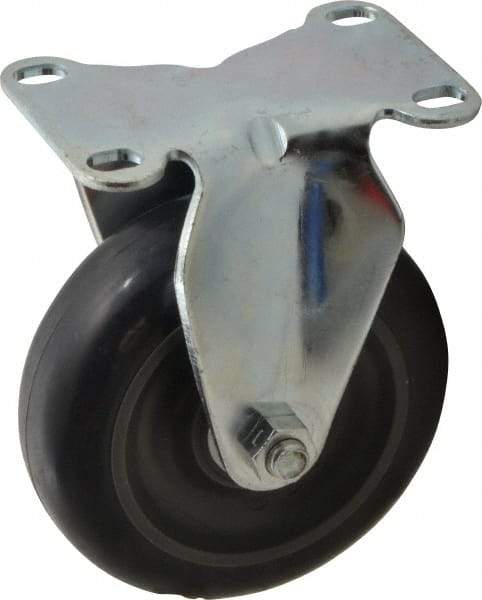Albion - 4" Diam x 1-1/4" Wide x 5-1/8" OAH Top Plate Mount Rigid Caster - Polyurethane, 350 Lb Capacity, Delrin Bearing, 2-1/2 x 3-5/8" Plate - Americas Industrial Supply