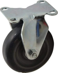 Albion - 4" Diam x 1-1/4" Wide x 5-1/8" OAH Top Plate Mount Rigid Caster - Polyurethane, 350 Lb Capacity, Delrin Bearing, 2-1/2 x 3-5/8" Plate - Americas Industrial Supply