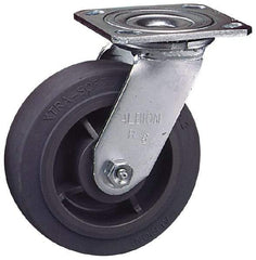 Albion - 8" Diam x 2" Wide x 9-1/2" OAH Top Plate Mount Rigid Caster - Soft Rubber, 675 Lb Capacity, Roller Bearing, 4 x 4-1/2" Plate - Americas Industrial Supply
