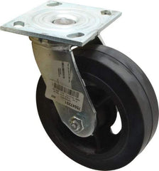 Albion - 6" Diam x 2" Wide x 7-1/4" OAH Top Plate Mount Swivel Caster - Rubber, 410 Lb Capacity, Roller Bearing, 4 x 4-1/2" Plate - Americas Industrial Supply