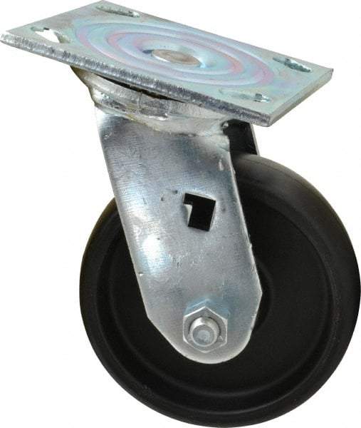 Albion - 5" Diam x 1-1/2" Wide x 6-1/2" OAH Top Plate Mount Swivel Caster - Polypropylene, 450 Lb Capacity, Roller Bearing, 4 x 4-1/2" Plate - Americas Industrial Supply