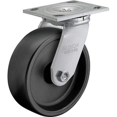 Albion - 8" Diam x 2" Wide x 9-1/2" OAH Top Plate Mount Swivel Caster - Polypropylene, 850 Lb Capacity, Roller Bearing, 4 x 4-1/2" Plate - Americas Industrial Supply