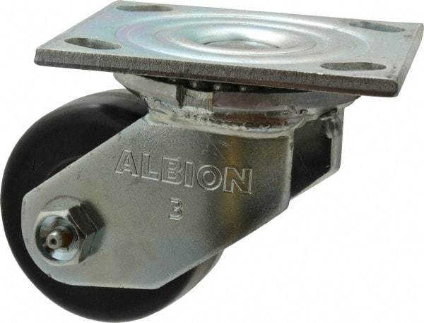 Albion - 3-1/4" Diam x 1-1/2" Wide x 4-1/4" OAH Top Plate Mount Swivel Caster - Phenolic, 600 Lb Capacity, Roller Bearing, 4 x 4-1/2" Plate - Americas Industrial Supply