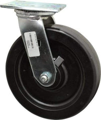 Albion - 8" Diam x 2" Wide x 9-1/2" OAH Top Plate Mount Swivel Caster - Phenolic, 1,250 Lb Capacity, Roller Bearing, 4 x 4-1/2" Plate - Americas Industrial Supply