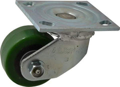 Albion - 3-1/4" Diam x 1-5/8" Wide x 4-1/4" OAH Top Plate Mount Swivel Caster - Polyurethane, 420 Lb Capacity, Roller Bearing, 4 x 4-1/2" Plate - Americas Industrial Supply