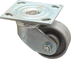 Albion - 3-1/4" Diam x 1-1/2" Wide x 4-1/4" OAH Top Plate Mount Swivel Caster - Cast Iron, 400 Lb Capacity, Roller Bearing, 4 x 4-1/2" Plate - Americas Industrial Supply