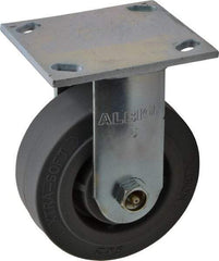 Albion - 5" Diam x 2" Wide x 6-1/2" OAH Top Plate Mount Rigid Caster - Soft Rubber, 350 Lb Capacity, Roller Bearing, 4 x 4-1/2" Plate - Americas Industrial Supply
