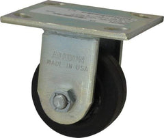 Albion - 3-1/4" Diam x 2" Wide x 4-1/4" OAH Top Plate Mount Rigid Caster - Rubber, 140 Lb Capacity, Roller Bearing, 4 x 4-1/2" Plate - Americas Industrial Supply