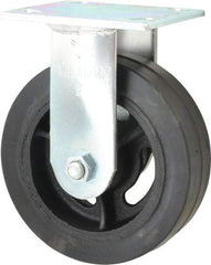 Albion - 6" Diam x 2" Wide x 7-1/4" OAH Top Plate Mount Rigid Caster - Rubber, 410 Lb Capacity, Roller Bearing, 4 x 4-1/2" Plate - Americas Industrial Supply