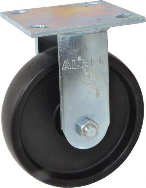 Albion - 6" Diam x 1-1/2" Wide x 7-1/4" OAH Top Plate Mount Rigid Caster - Polypropylene, 550 Lb Capacity, Roller Bearing, 4 x 4-1/2" Plate - Americas Industrial Supply
