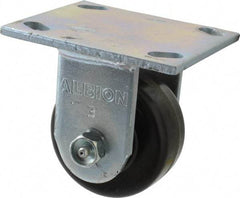 Albion - 3-1/4" Diam x 1-1/2" Wide x 4-1/4" OAH Top Plate Mount Rigid Caster - Phenolic, 600 Lb Capacity, Roller Bearing, 4 x 4-1/2" Plate - Americas Industrial Supply