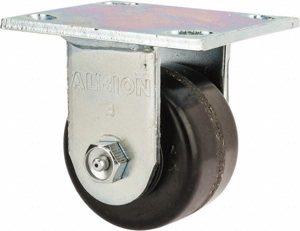 Albion - 3-1/4" Diam x 2" Wide x 4-1/4" OAH Top Plate Mount Rigid Caster - Phenolic, 700 Lb Capacity, Roller Bearing, 4 x 4-1/2" Plate - Americas Industrial Supply