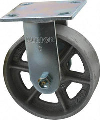 Albion - 6" Diam x 2" Wide x 7-1/4" OAH Top Plate Mount Rigid Caster - Cast Iron, 900 Lb Capacity, Roller Bearing, 4 x 4-1/2" Plate - Americas Industrial Supply
