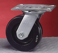 Albion - 4" Diam x 2" Wide x 5-5/8" OAH Top Plate Mount Swivel Caster - Cast Iron, 700 Lb Capacity, Roller Bearing, 4-1/2 x 6-1/4" Plate - Americas Industrial Supply