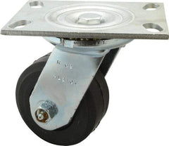 Albion - 4" Diam x 2" Wide x 5-5/8" OAH Top Plate Mount Swivel Caster - Rubber, 350 Lb Capacity, Roller Bearing, 4-1/2 x 6-1/4" Plate - Americas Industrial Supply