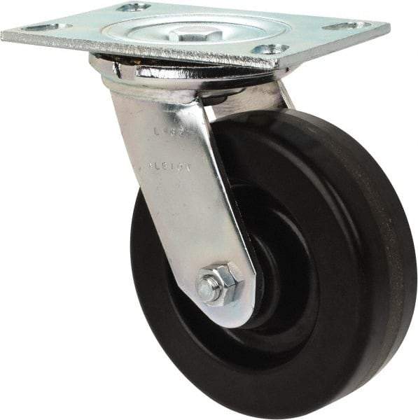 Albion - 6" Diam x 2" Wide x 7-1/2" OAH Top Plate Mount Swivel Caster - Phenolic, 1,200 Lb Capacity, Roller Bearing, 4-1/2 x 6-1/4" Plate - Americas Industrial Supply