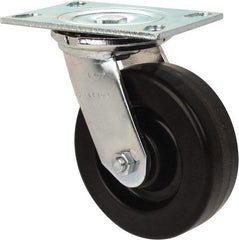 Albion - 6" Diam x 2" Wide x 7-1/2" OAH Top Plate Mount Swivel Caster - Phenolic, 1,200 Lb Capacity, Roller Bearing, 4-1/2 x 6-1/4" Plate - Americas Industrial Supply