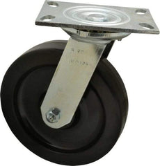 Albion - 8" Diam x 2" Wide x 10-1/8" OAH Top Plate Mount Swivel Caster - Phenolic, 1,400 Lb Capacity, Roller Bearing, 4-1/2 x 6-1/4" Plate - Americas Industrial Supply