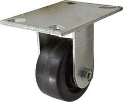 Albion - 4" Diam x 2" Wide x 5-5/8" OAH Top Plate Mount Rigid Caster - Phenolic, 1,400 Lb Capacity, Roller Bearing, 4-1/2 x 6-1/4" Plate - Americas Industrial Supply