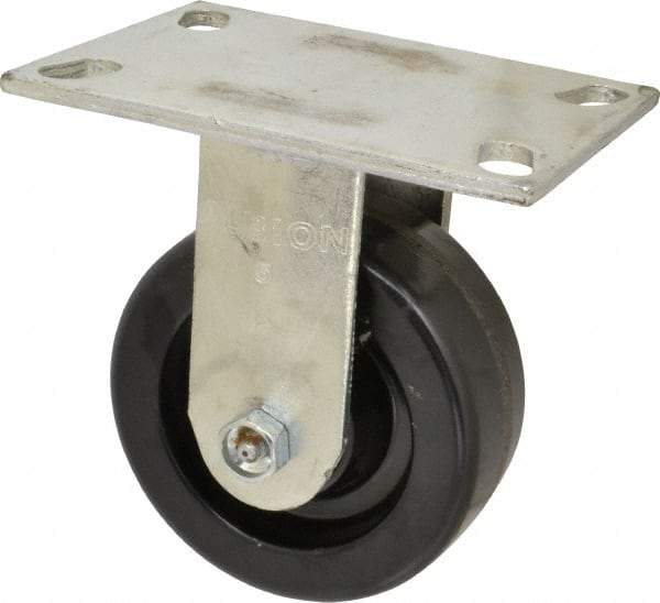 Albion - 5" Diam x 2" Wide x 6-1/2" OAH Top Plate Mount Rigid Caster - Phenolic, 1,400 Lb Capacity, Roller Bearing, 4-1/2 x 6-1/4" Plate - Americas Industrial Supply