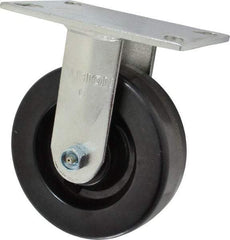 Albion - 6" Diam x 2" Wide x 7-1/2" OAH Top Plate Mount Rigid Caster - Phenolic, 1,400 Lb Capacity, Roller Bearing, 4-1/2 x 6-1/4" Plate - Americas Industrial Supply